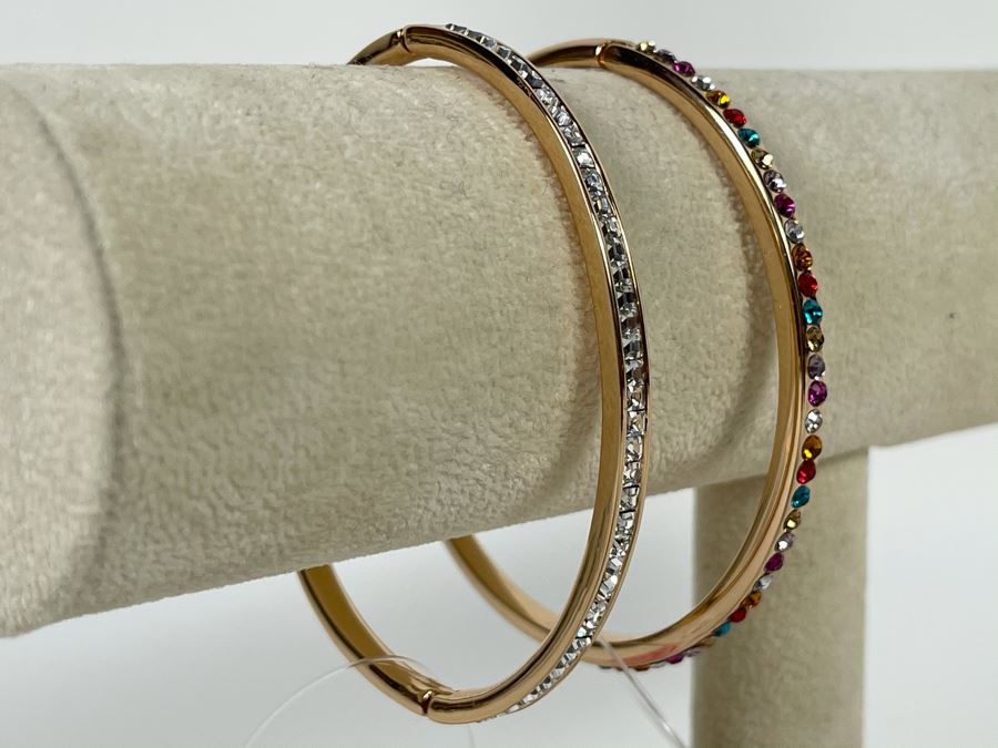 Pair Of 14K Gold PLATED Crystal Bracelets Retails $112 [Photo 1]