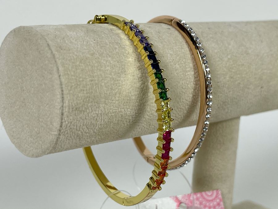 Pair Of 14K Gold PLATED Crystal Bracelets Retails $124 [Photo 1]