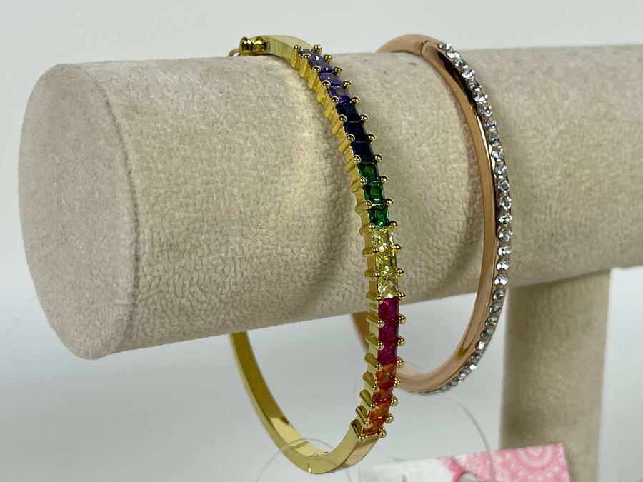 Pair Of 14K Gold PLATED Crystal Bracelets Retails $124 [Photo 3]