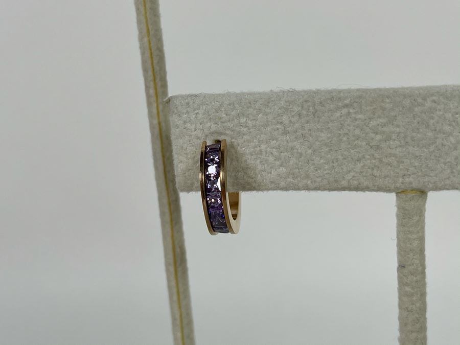 Set Of (3) 14K Gold PLATED Colorful Crystal Hoop Earrings Retails $162 [Photo 8]