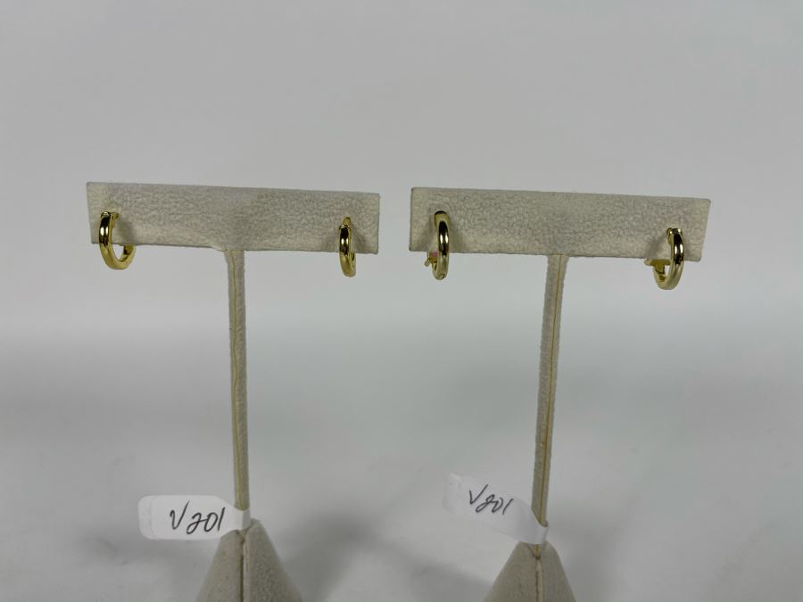 Pair Of 14K Gold PLATED Crystal Hoop Earrings Retails $92 [Photo 7]