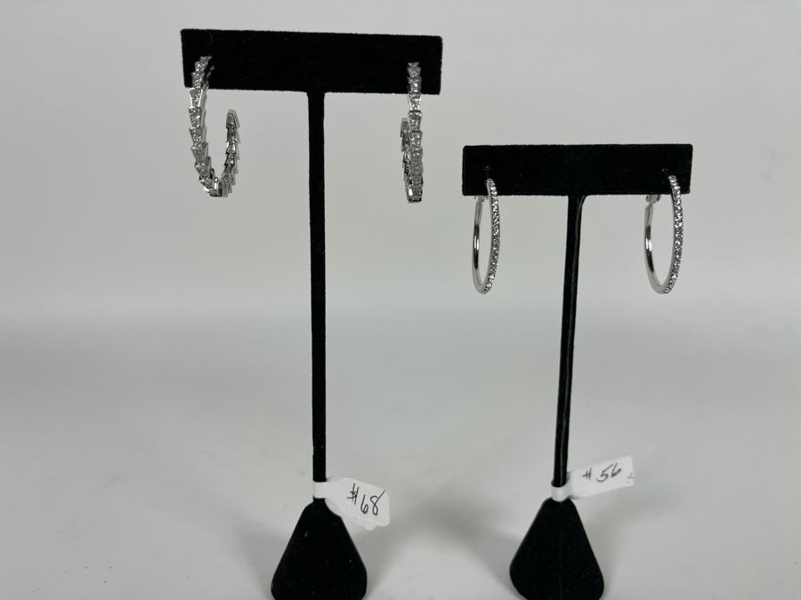 Pair Of 14K Gold PLATED Crystal Earrings With Store Display Retails $124 [Photo 2]