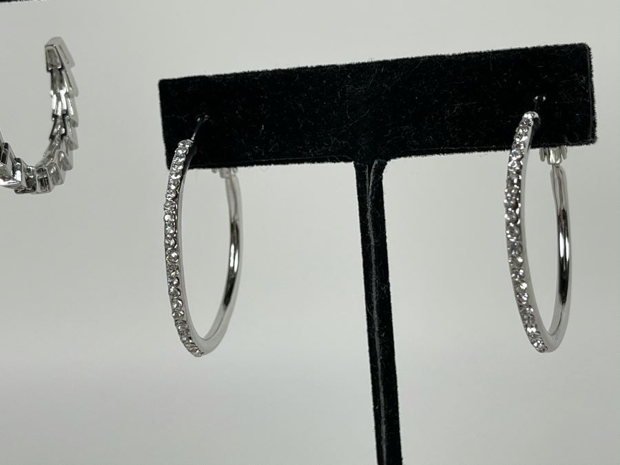 Pair Of 14K Gold PLATED Crystal Earrings With Store Display Retails $124 [Photo 7]
