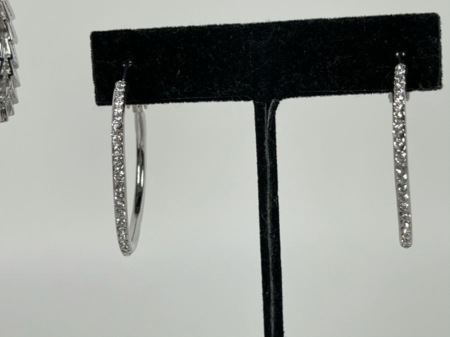 Pair Of 14K Gold PLATED Crystal Earrings With Store Display Retails $124 [Photo 6]