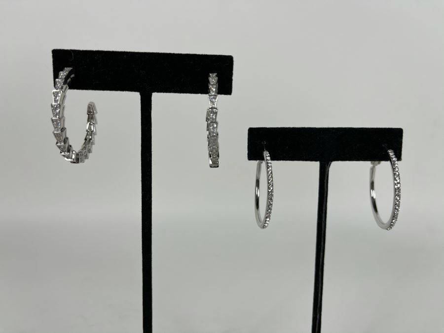 Pair Of 14K Gold PLATED Crystal Earrings With Store Display Retails $124 [Photo 3]