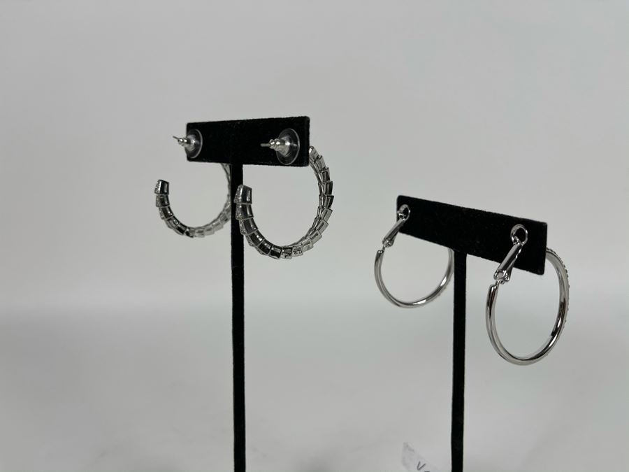 Pair Of 14K Gold PLATED Crystal Earrings With Store Display Retails $124 [Photo 8]