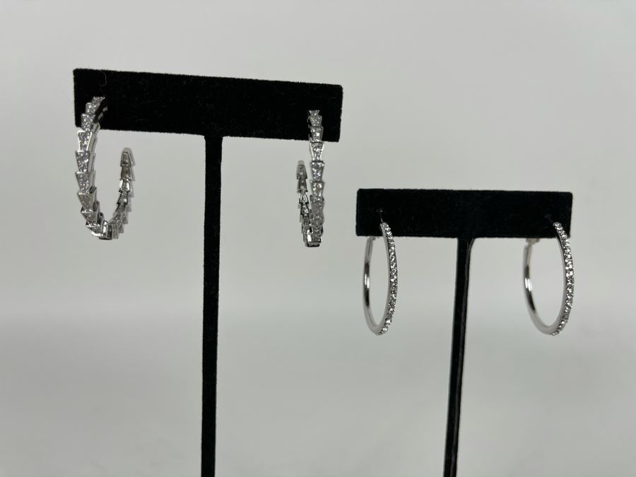 Pair Of 14K Gold PLATED Crystal Earrings With Store Display Retails $124 [Photo 1]