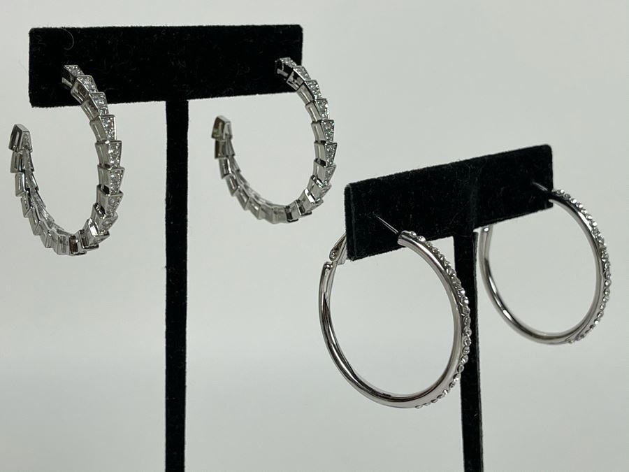 Pair Of 14K Gold PLATED Crystal Earrings With Store Display Retails $124 [Photo 9]