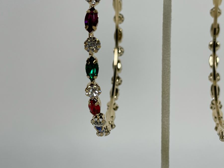 14K Gold PLATED Colorful Large Hoop Earrings Retails $68 [Photo 5]