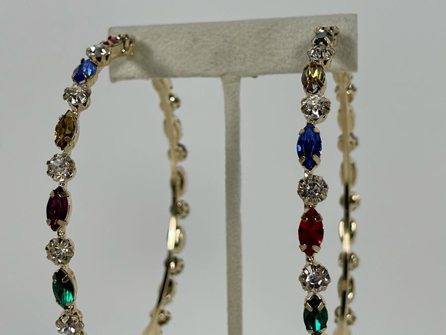14K Gold PLATED Colorful Large Hoop Earrings Retails $68 [Photo 7]