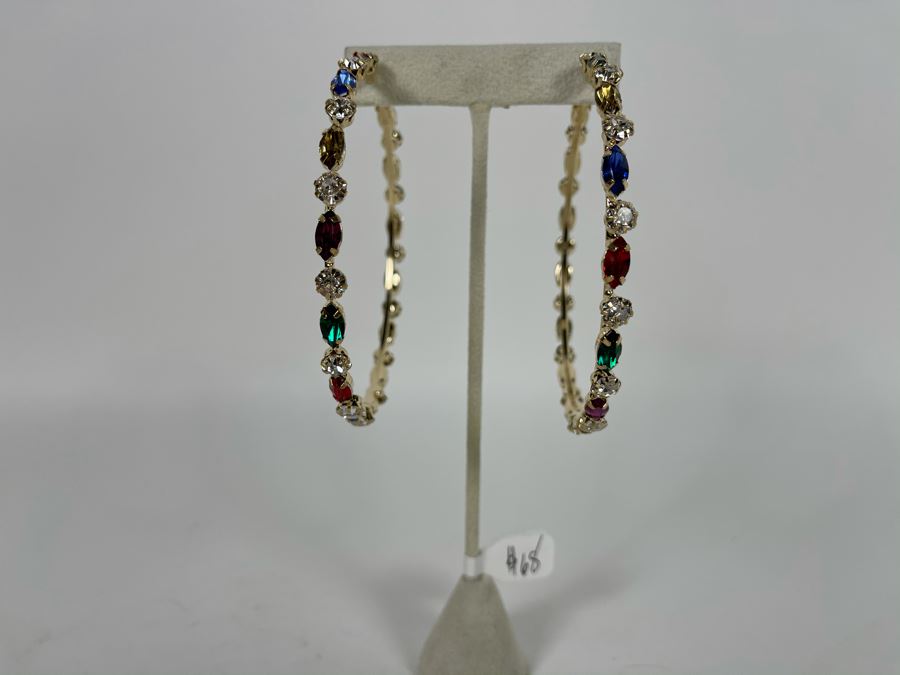14K Gold PLATED Colorful Large Hoop Earrings Retails $68 [Photo 2]