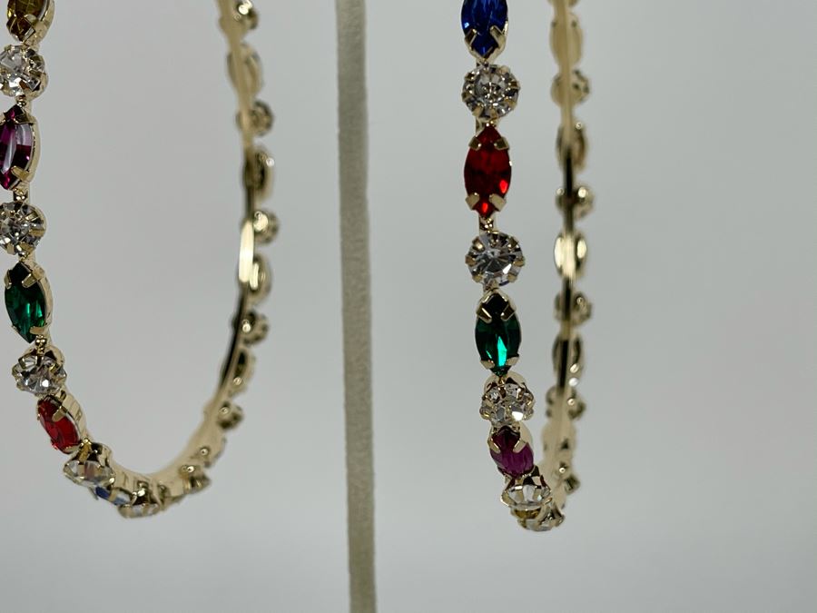 14K Gold PLATED Colorful Large Hoop Earrings Retails $68 [Photo 6]