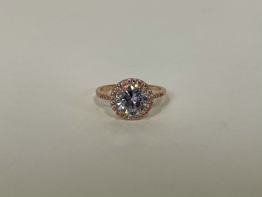14K Gold PLATED Crystal Ring Size 6.25 [Photo 6]