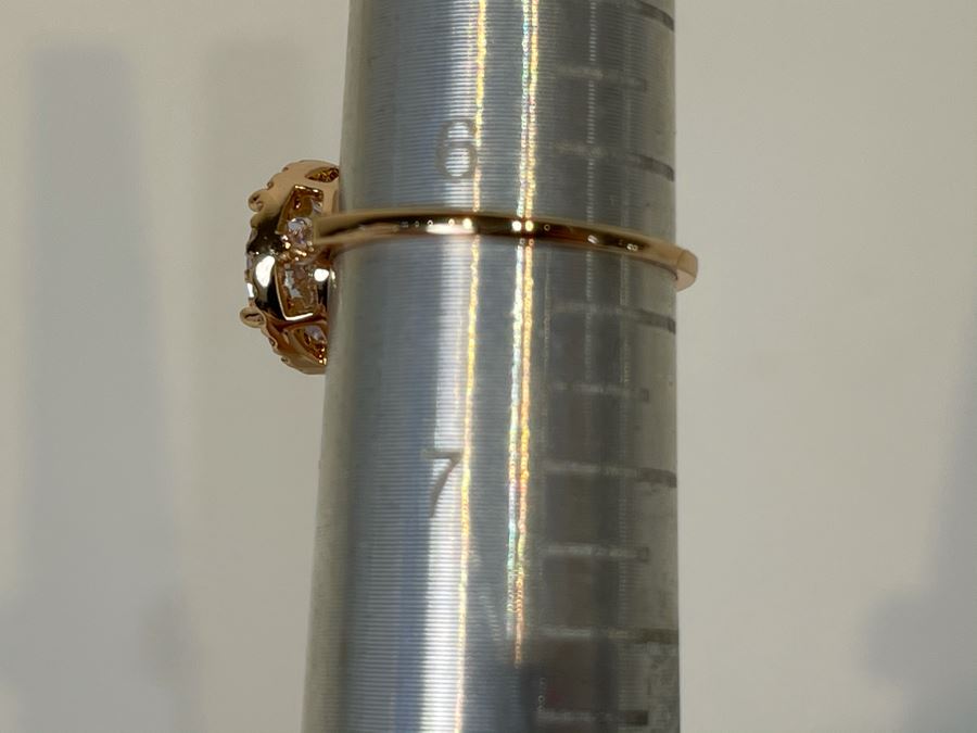 14K Gold PLATED Crystal Ring Size 6.25 [Photo 8]
