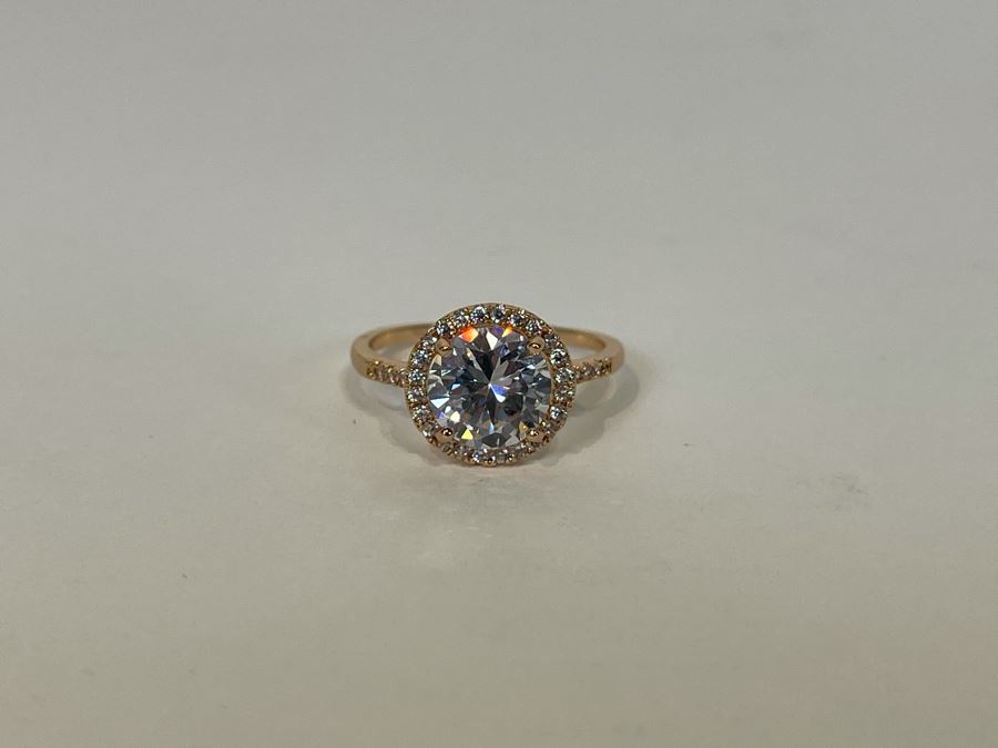 14K Gold PLATED Crystal Ring Size 6.25 [Photo 5]