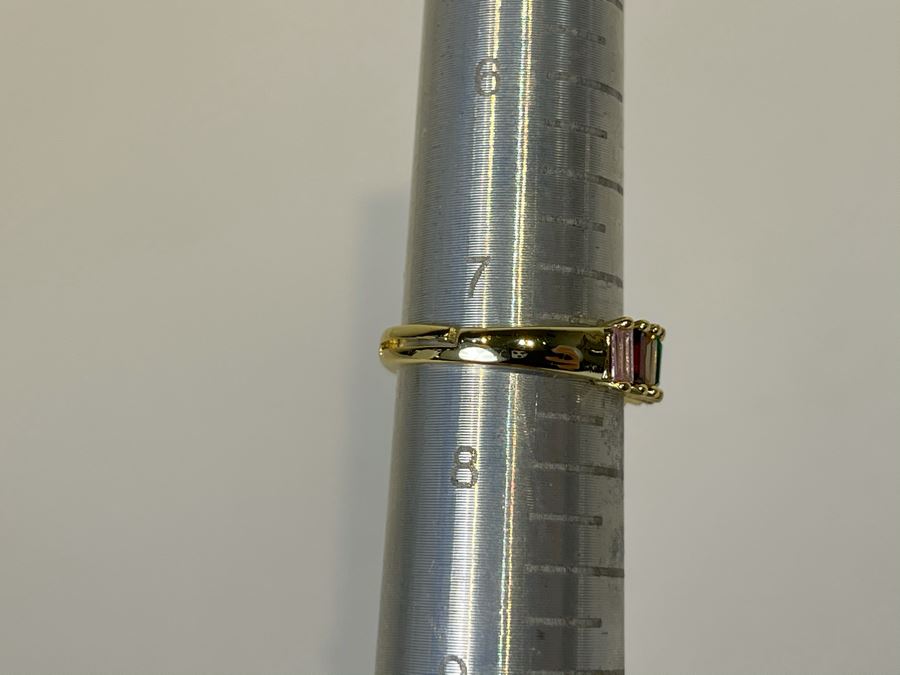 14K Gold PLATED Colorful Crystal Ring Size 7.5 [Photo 5]