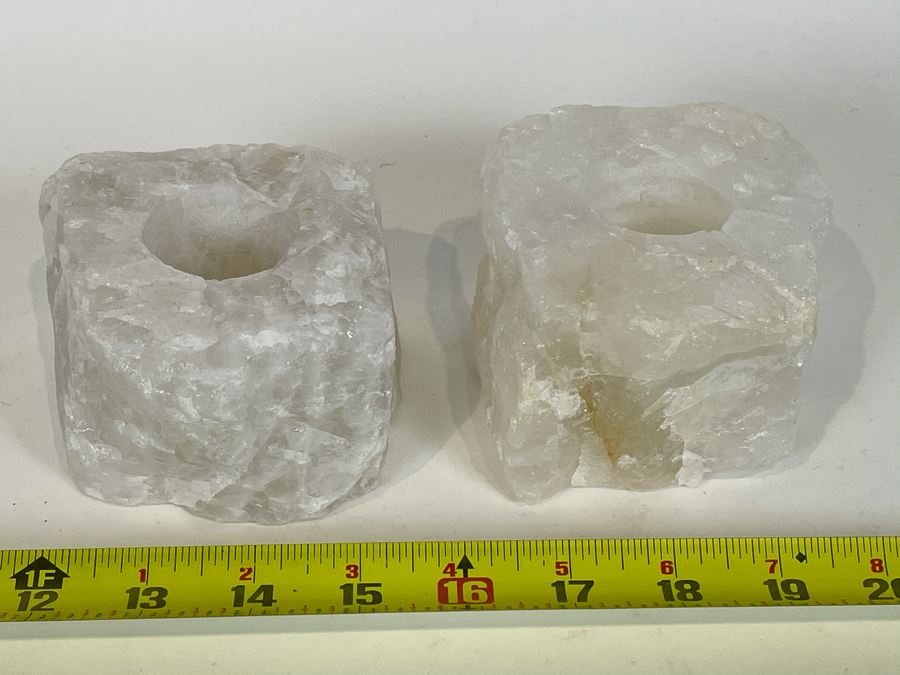 Pair Of Crystal Votives Apx 4'W X 2.5'H Retails $90 [Photo 3]