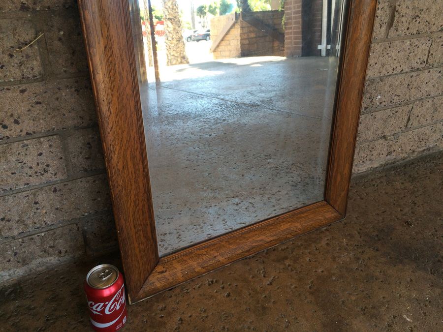 Vintage Wooden Mirror with Beveled Glass [Photo 5]
