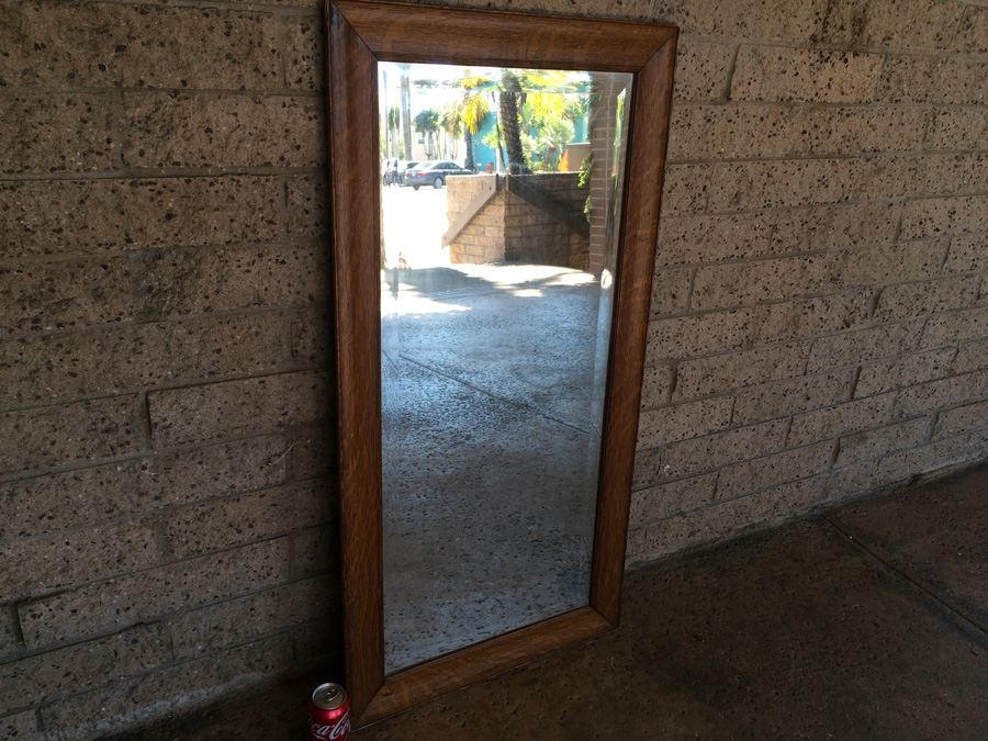 Vintage Wooden Mirror with Beveled Glass [Photo 8]