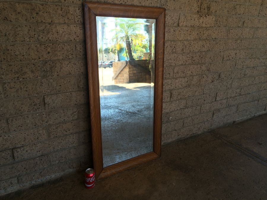 Vintage Wooden Mirror with Beveled Glass [Photo 4]