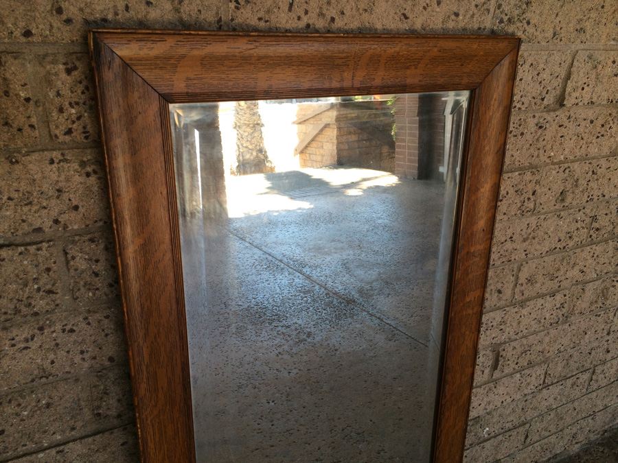 Vintage Wooden Mirror with Beveled Glass [Photo 7]