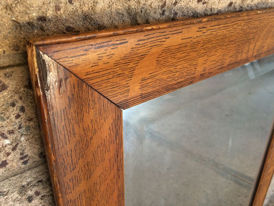 Vintage Wooden Mirror with Beveled Glass [Photo 2]