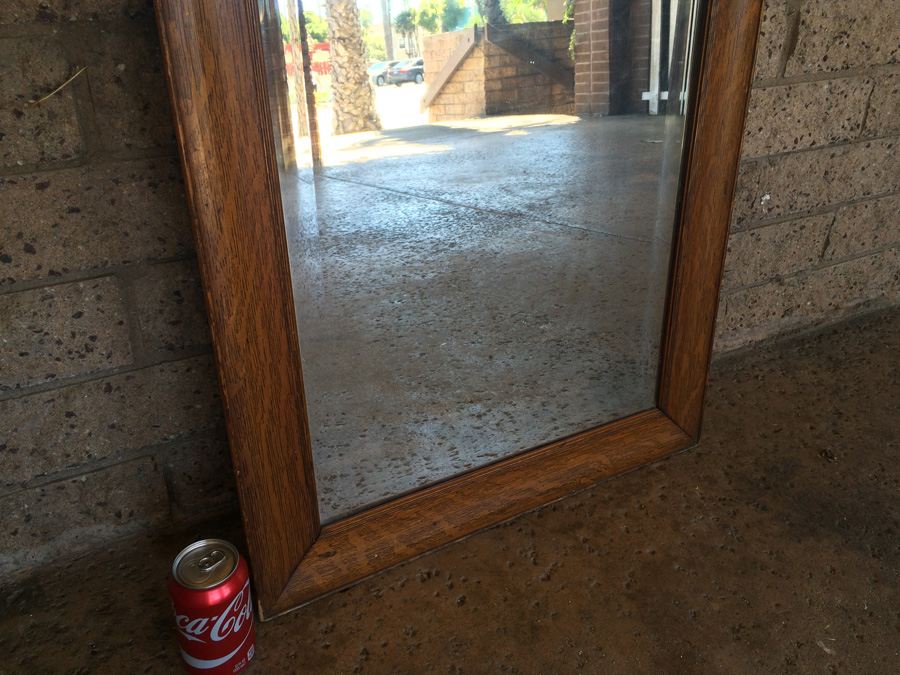 Vintage Wooden Mirror with Beveled Glass [Photo 6]