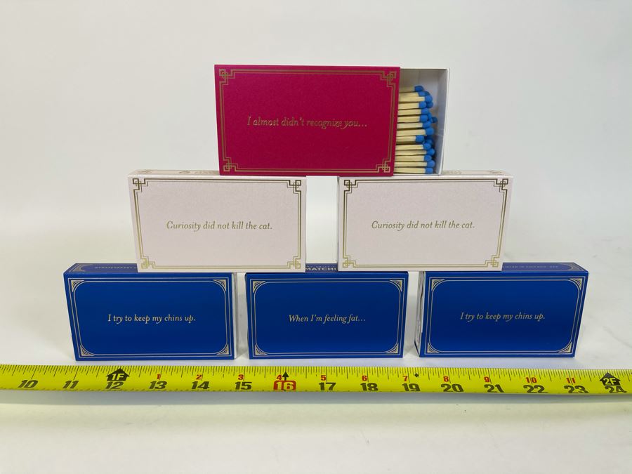 New Set Of (6) Large Colorful Designer Phrase Matchboxes From Matchdaddy Retails $60 [Photo 5]