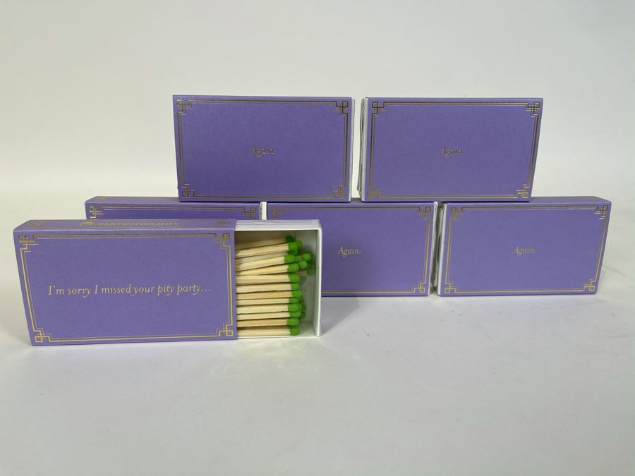 New Set Of (6) Large Colorful Designer Phrase Matchboxes From Matchdaddy Retails $60 [Photo 1]