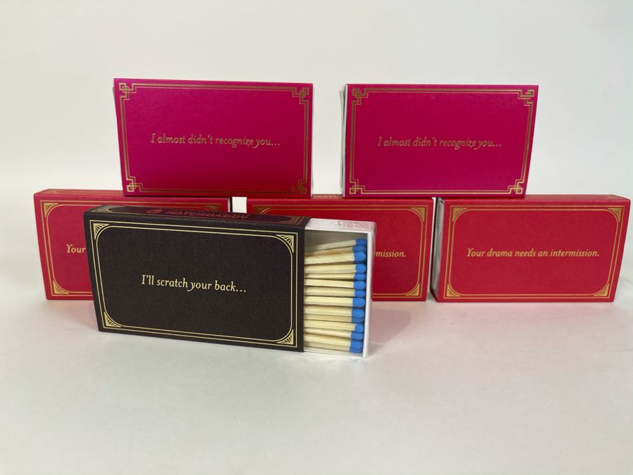 New Set Of (6) Large Colorful Designer Phrase Matchboxes From Matchdaddy Retails $60 [Photo 1]