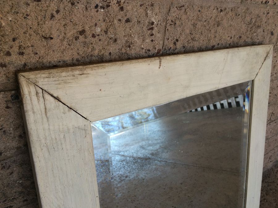 Vintage White Shabby Chic Beveled Glass Mirror [Photo 5]