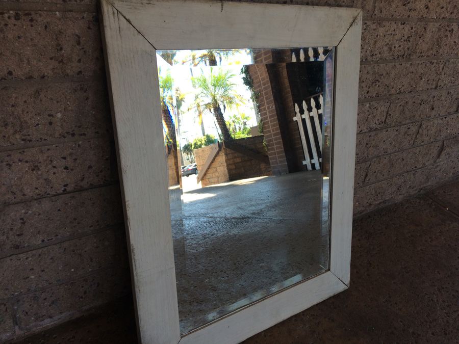 Vintage White Shabby Chic Beveled Glass Mirror [Photo 6]