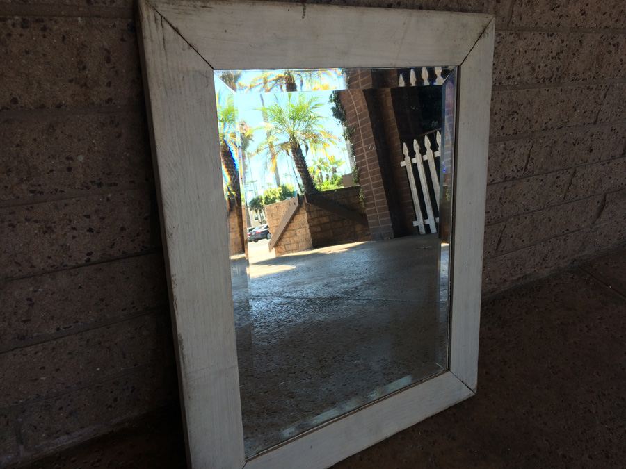 Vintage White Shabby Chic Beveled Glass Mirror [Photo 7]