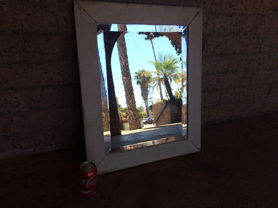 Vintage White Shabby Chic Beveled Glass Mirror