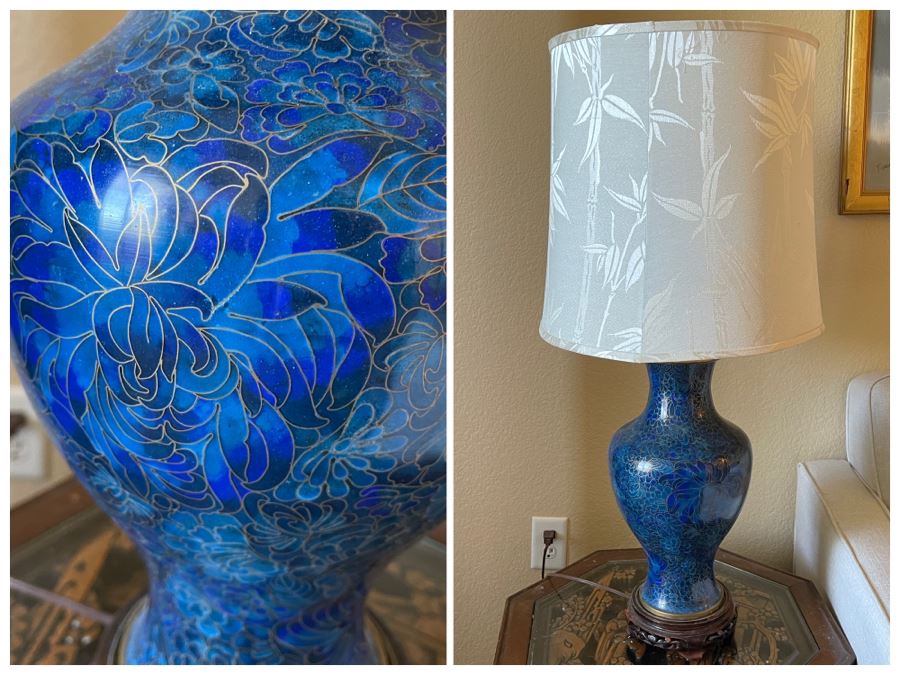 Chinese Blue Cloisonne With Chrysanthemums Table Lamp [Photo 1]