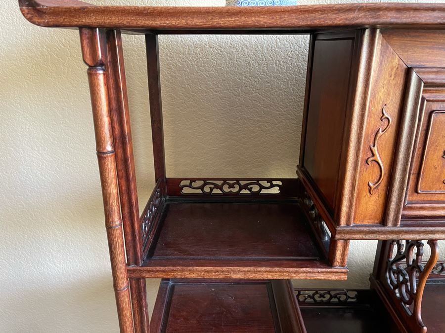 Chinese Teak Etagere Bookcase Cabinet [Photo 4]