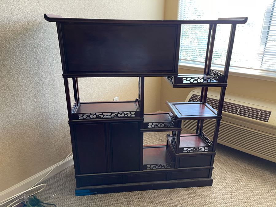Chinese Teak Etagere Bookcase Cabinet [Photo 14]