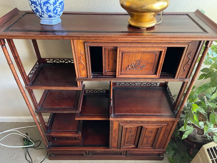 Chinese Teak Etagere Bookcase Cabinet [Photo 13]