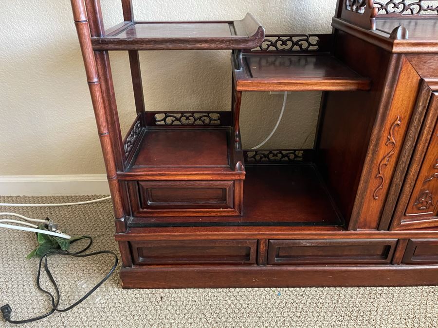 Chinese Teak Etagere Bookcase Cabinet [Photo 6]