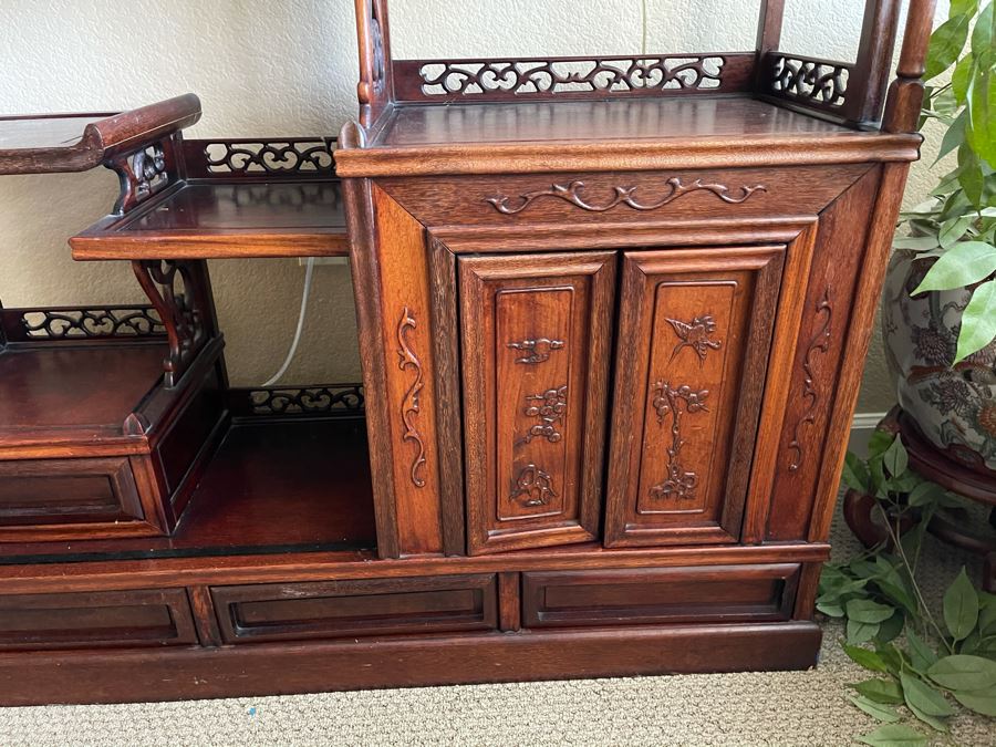 Chinese Teak Etagere Bookcase Cabinet [Photo 7]
