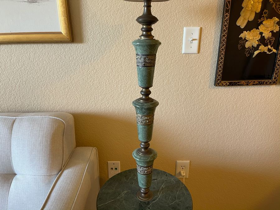 Marble And Brass Floor Lamp With Round Drink Table [Photo 4]