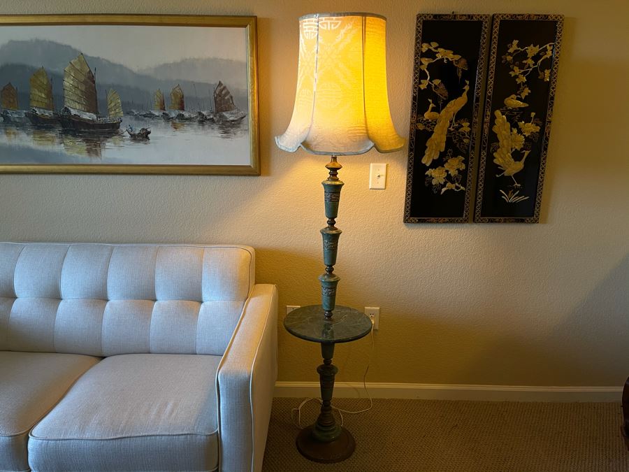 Marble And Brass Floor Lamp With Round Drink Table [Photo 3]