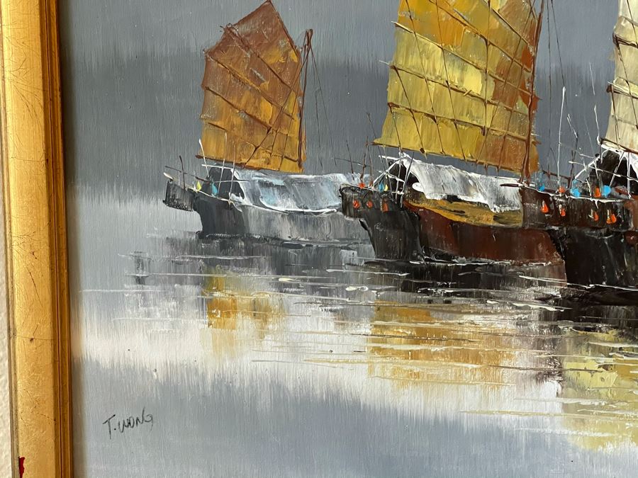 Original Signed Chinese Framed Painting By T. Wong [Photo 4]