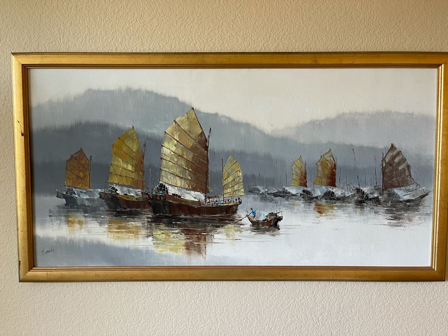 Original Signed Chinese Framed Painting By T. Wong [Photo 8]