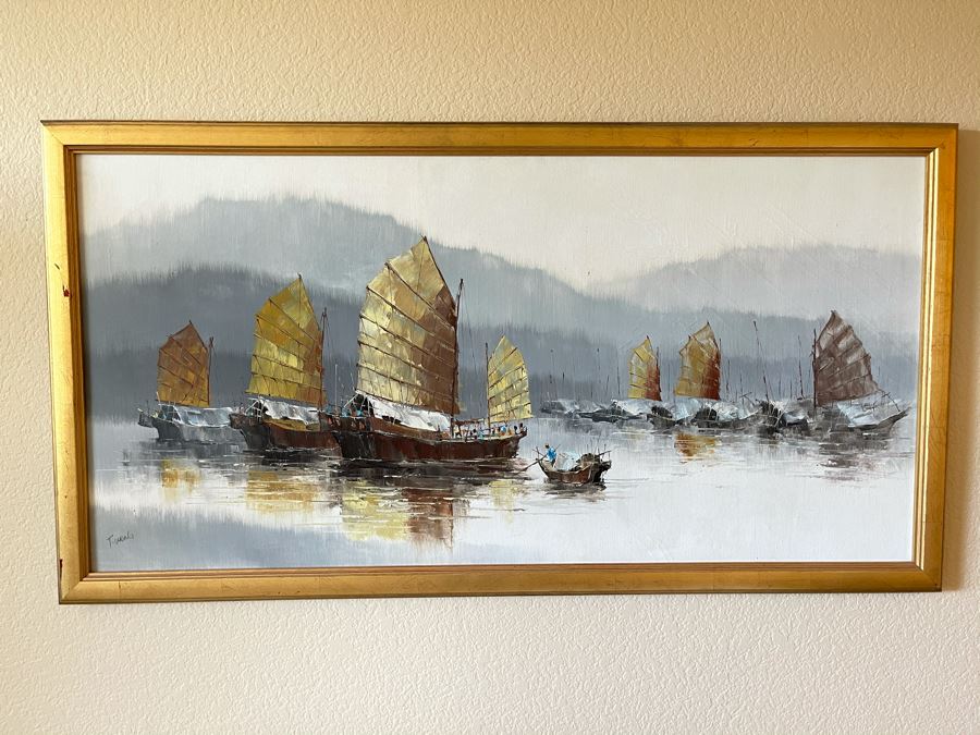 Original Signed Chinese Framed Painting By T. Wong