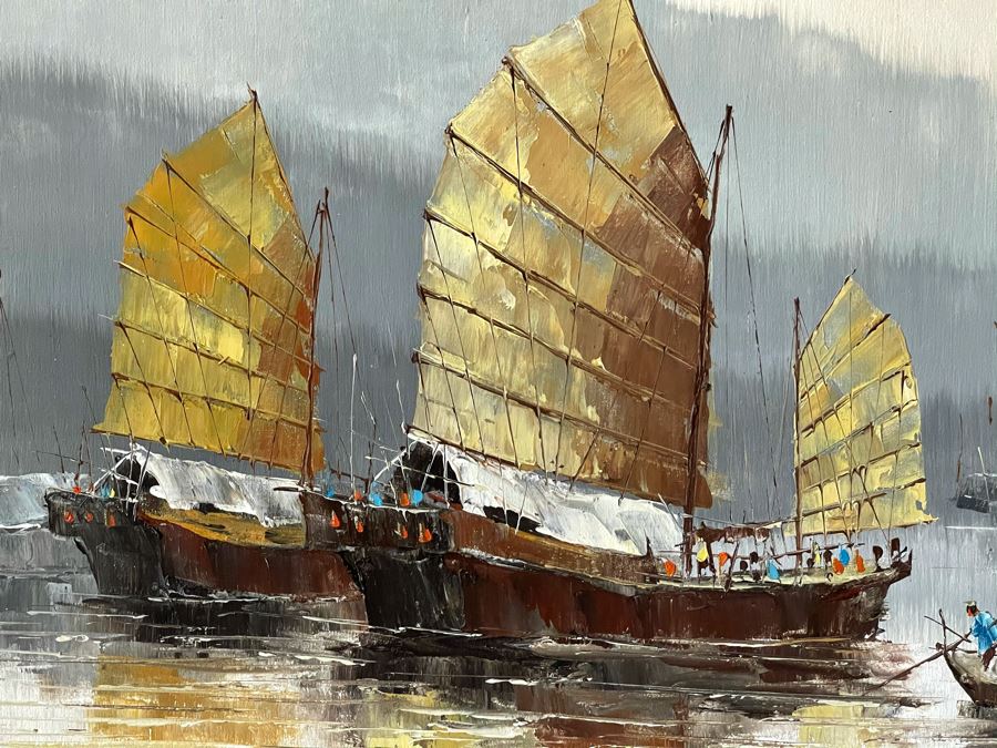 Original Signed Chinese Framed Painting By T. Wong [Photo 3]