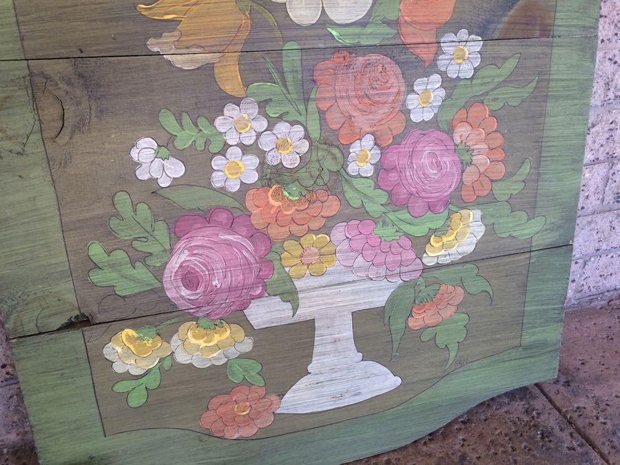 Vintage Wooden Hand Painted Floral Wall Hanging [Photo 3]