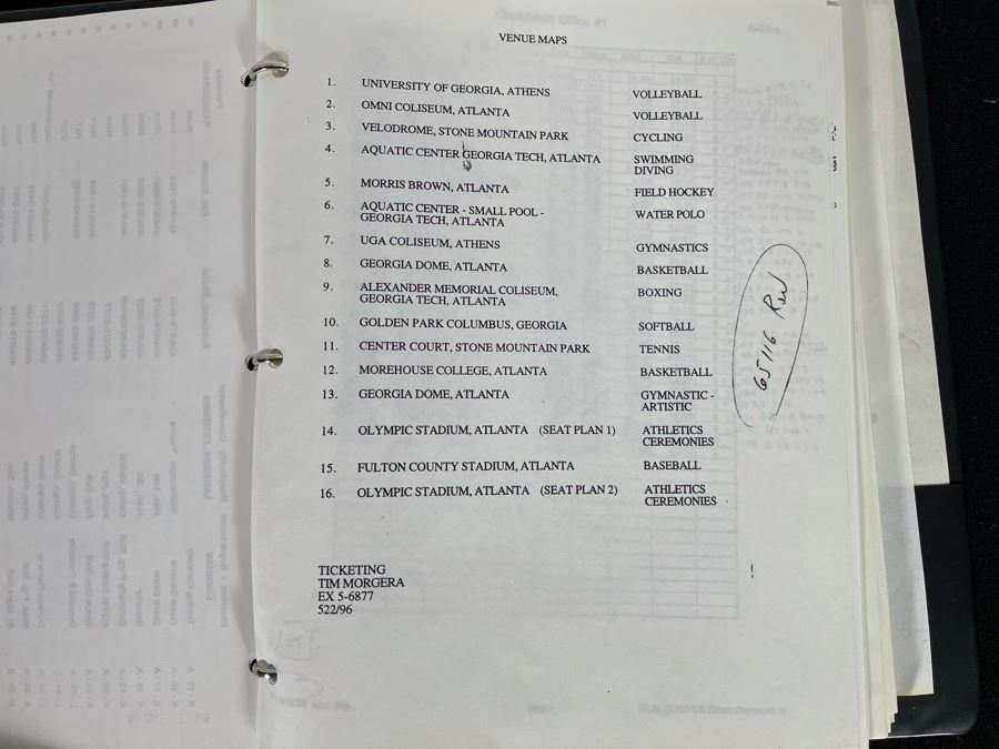 Coca-Cola Staff Manual And The Coca-Cola Company Ticket Batch List Hospitality Program Binder From The 1996 Centennial Olympic Games Plus (2) Sports Illustrated Olympic Daily Programs [Photo 13]