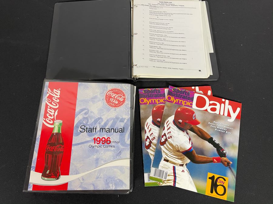 Coca-Cola Staff Manual And The Coca-Cola Company Ticket Batch List Hospitality Program Binder From The 1996 Centennial Olympic Games Plus (2) Sports Illustrated Olympic Daily Programs [Photo 1]