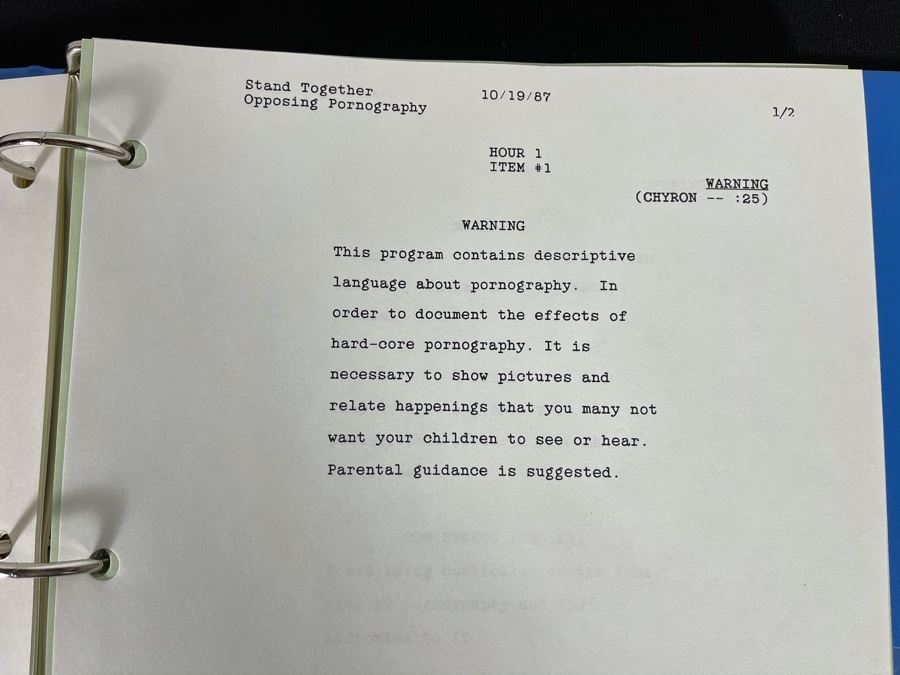 TV Script To 1987 TV Special 'National Coalition Against Pornography: Stand Together Opposing Pornography' [Photo 8]
